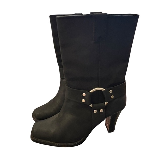 Michael Kors Women’s Fulton Harness Black Heeled Boots Size 7.5 Western - Picture 3 of 10